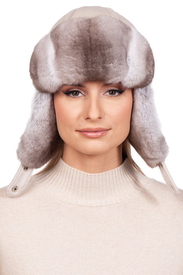 Chinchilla Fur Trapper Hat Hanmdade By