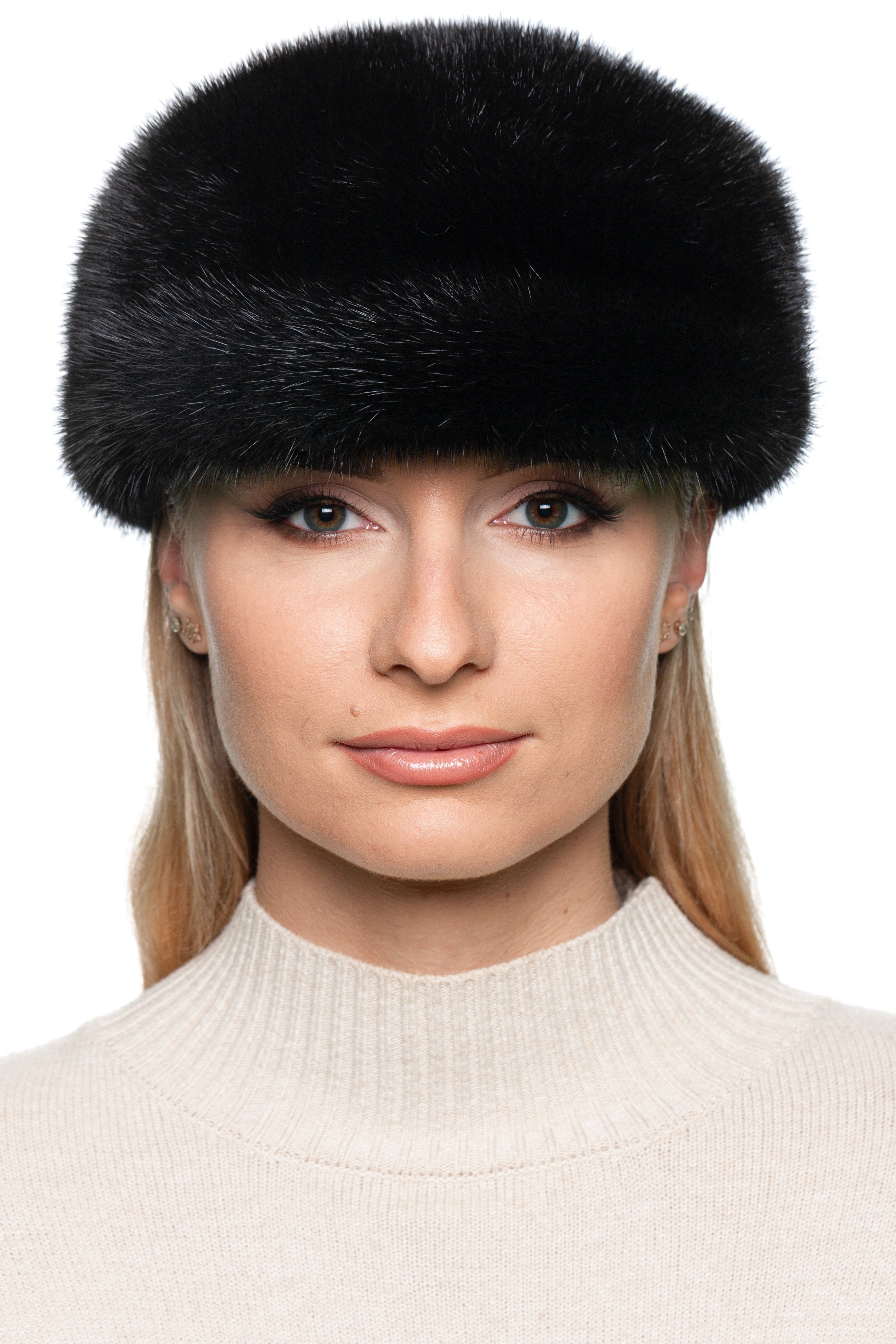 Black Mink Fur Newsboy Beret Beanie By FurbySD - Versatile 