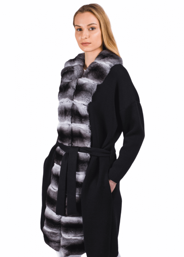 Chinchilla Fur Trimmed Coat