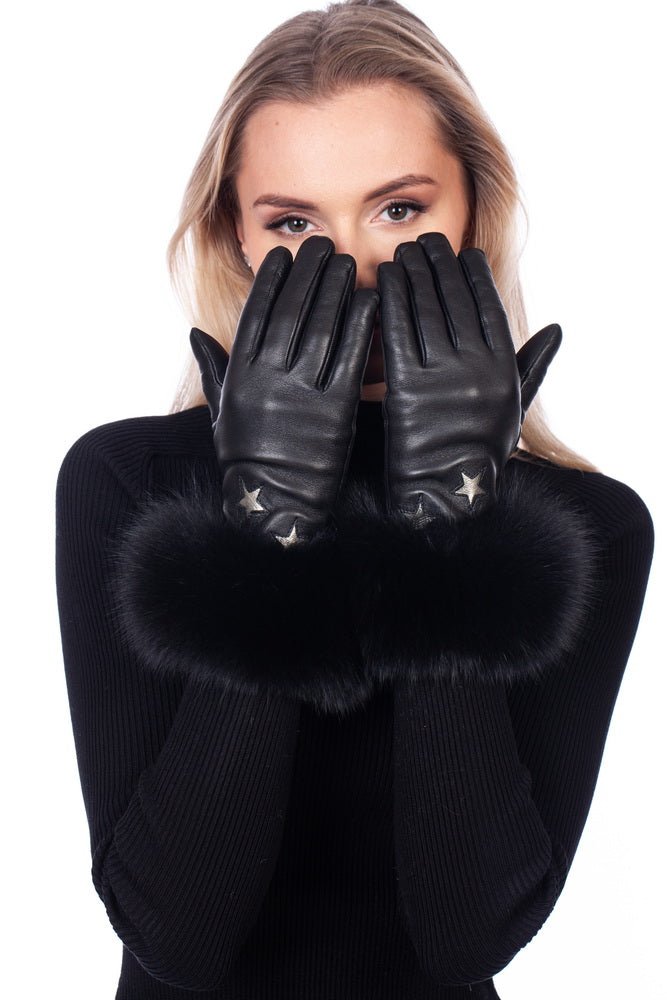 blackfox handschuhe damen Black Leather Gloves With Fox Fur By FurbySD|Shop Handmade Collection