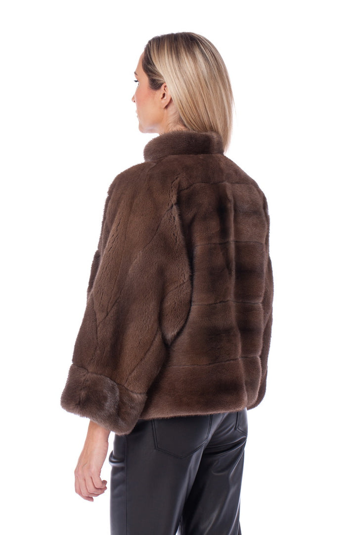 Brown Mink Fur Jacket Side View
