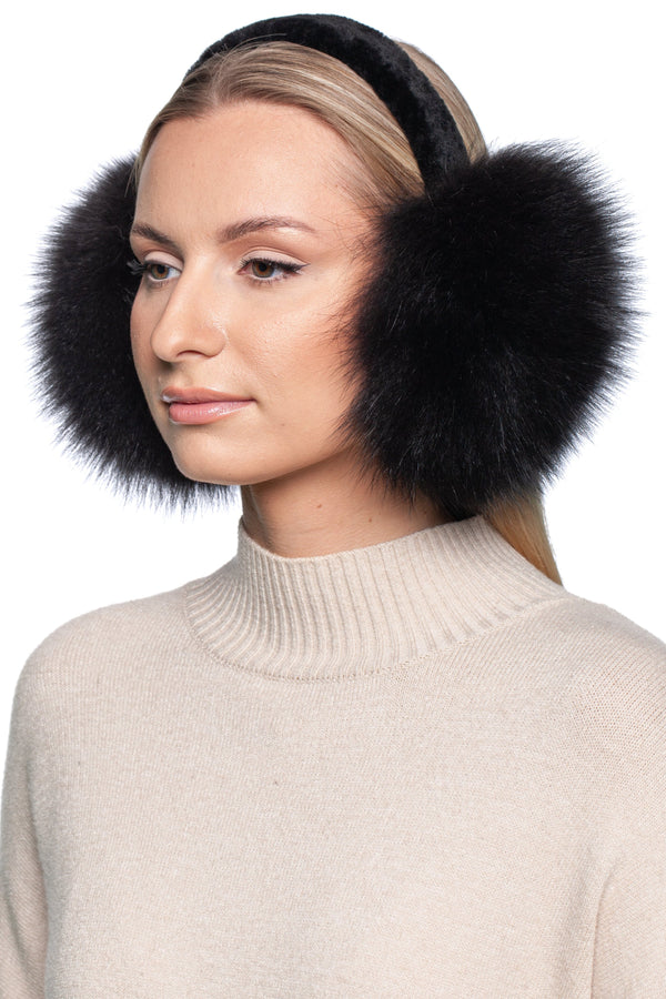 Black Fox Fur Earmuffs