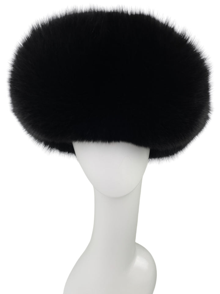 Black Full Fox Fur Trapper Hat