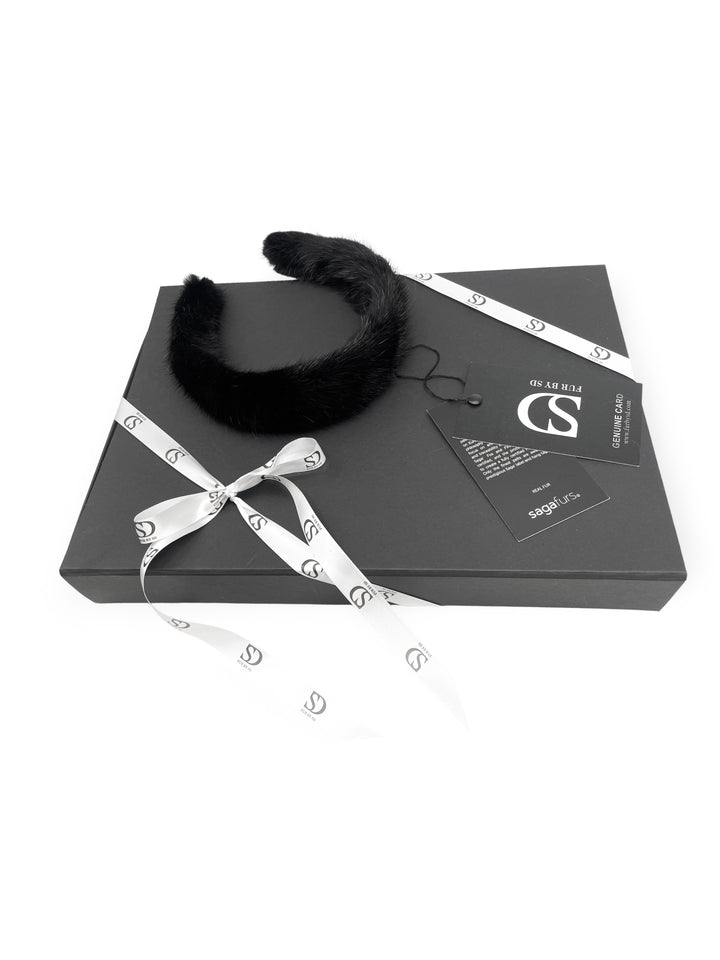 Black Mink Fur HairBand With FurbySD Box