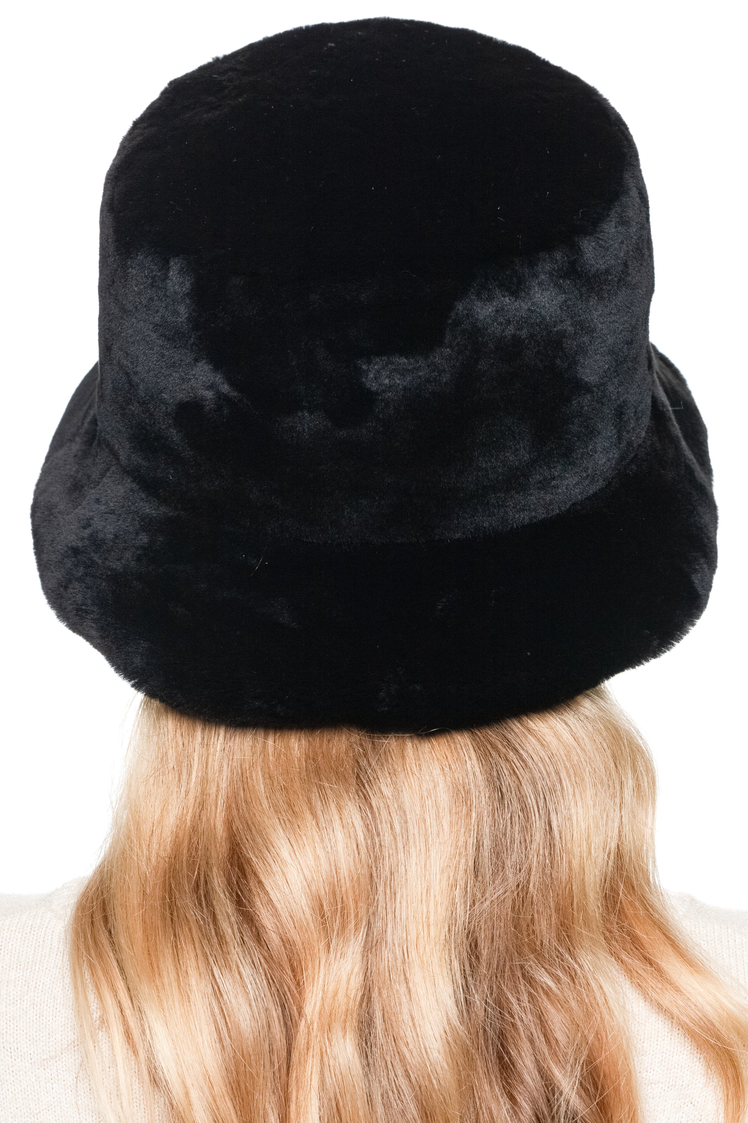 Black Mouton Lamb Fur Bucket Hat – Luxury Winter Fur Hat for Women
