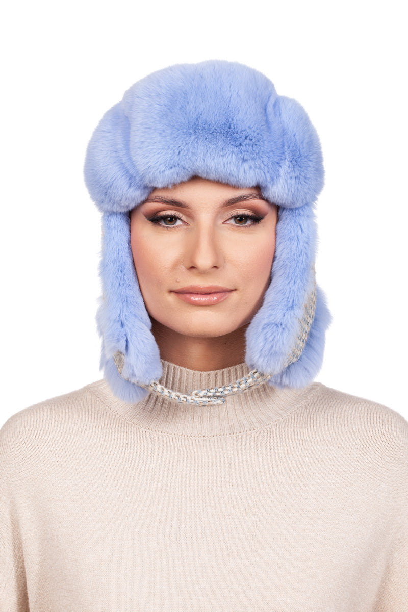 Chinchilla Fur Trapper Hat Hanmdade By FurbySD.