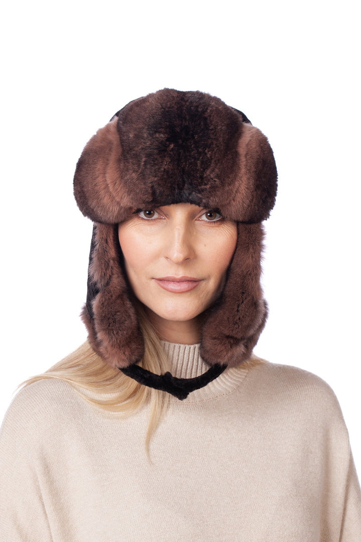 Brown Chinchilla Fur Earflap Hat