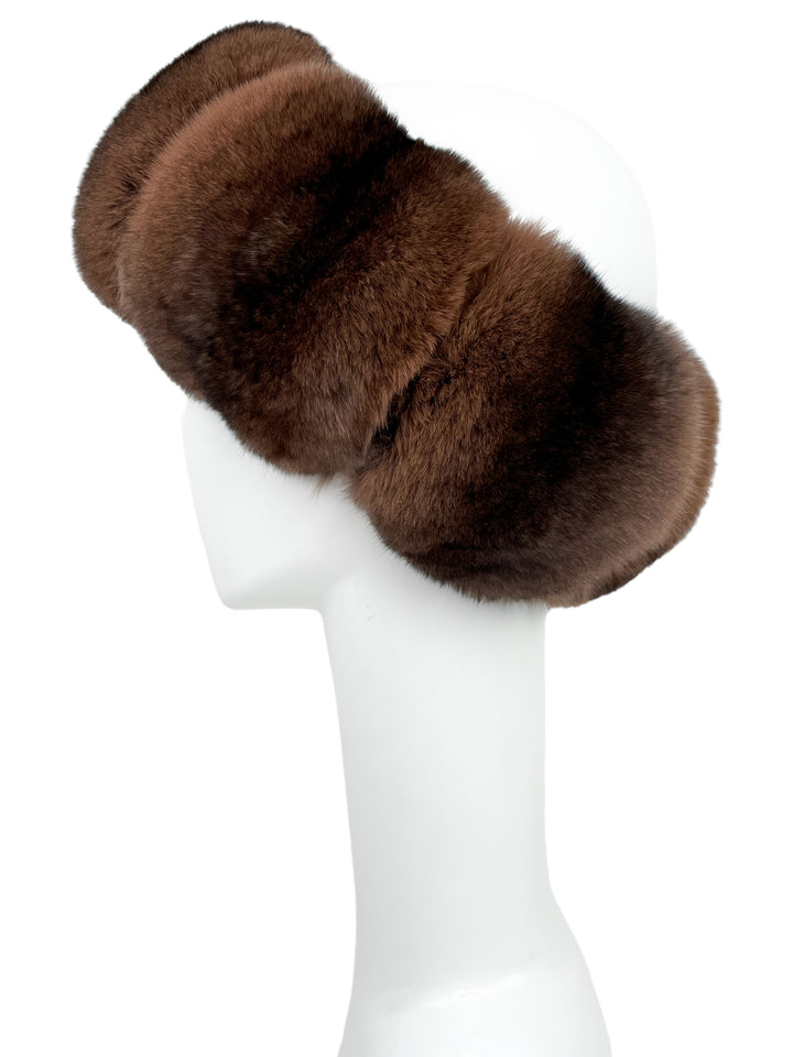 Brown Chinchilla Fur HeadPiece For Winter