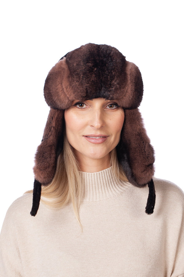 Brown Chinchilla Fur Russian Fur Hat