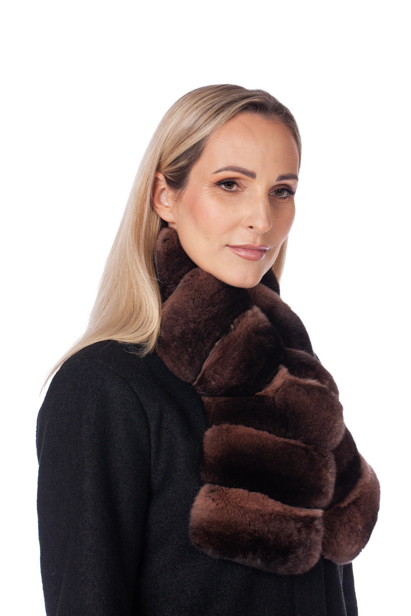 Brown Chinchilla Scarf With A Slit