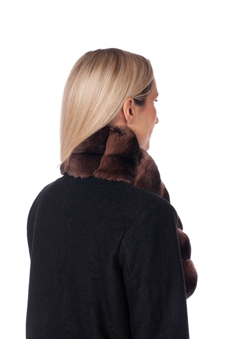 Brown Chinchilla Fur Scarf With A Slit