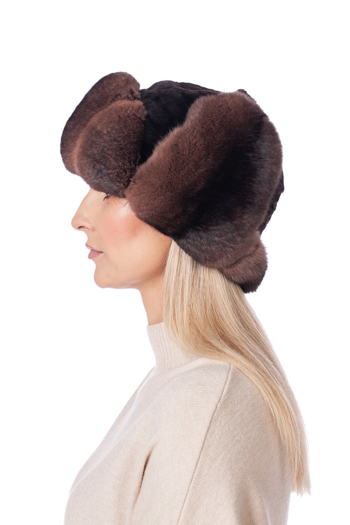 Brown Chinchilla Fur Trapper Hat