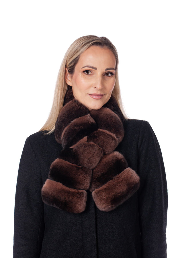 Brown Chinchilla Scarf With A Slit