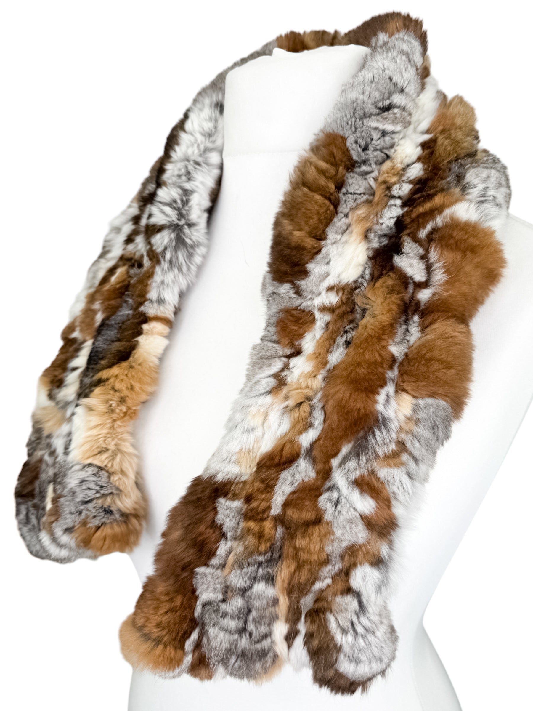 Rex Rabbit Fur Scarf Brown – Luxury Real Fur Neck Warmer