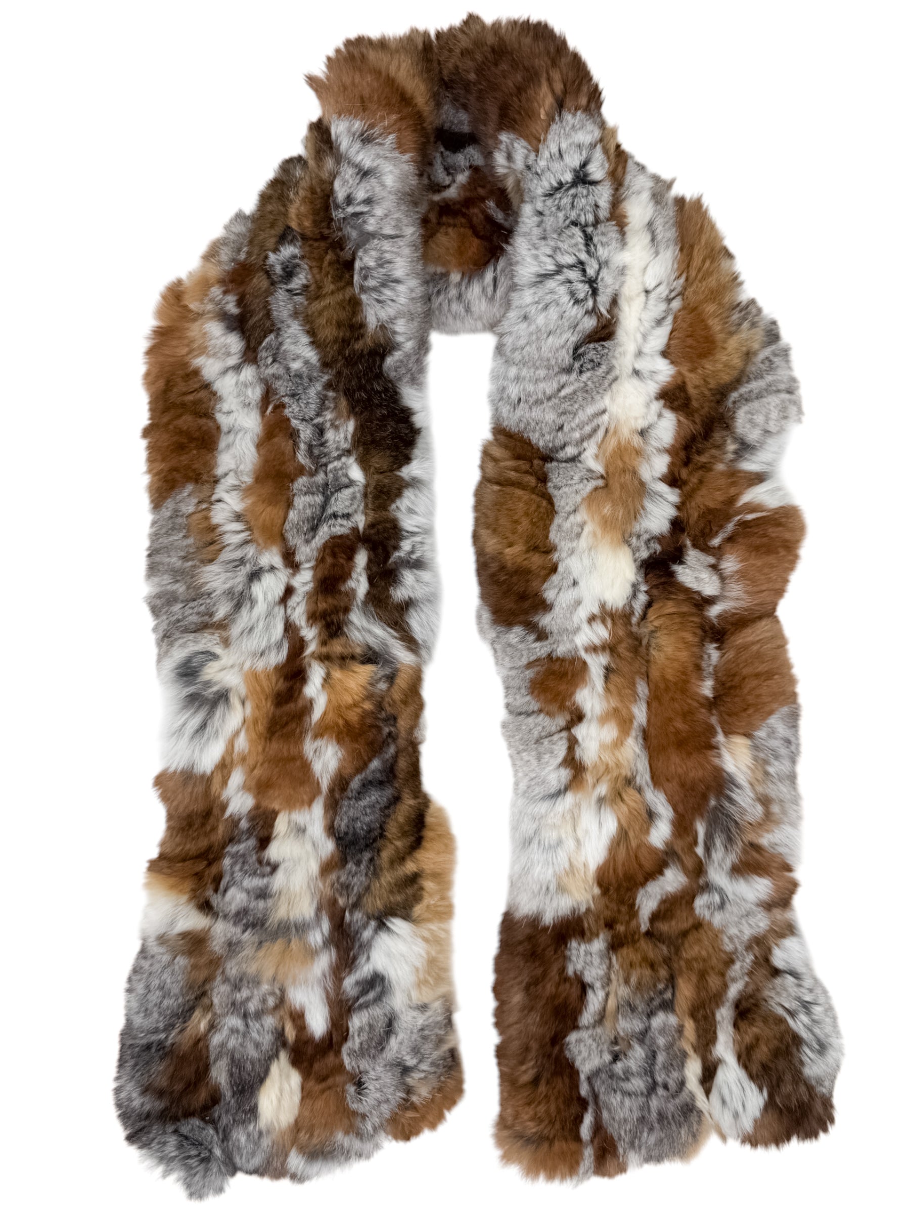 Rex Rabbit Fur Scarf Brown – Luxury Real Fur Neck Warmer