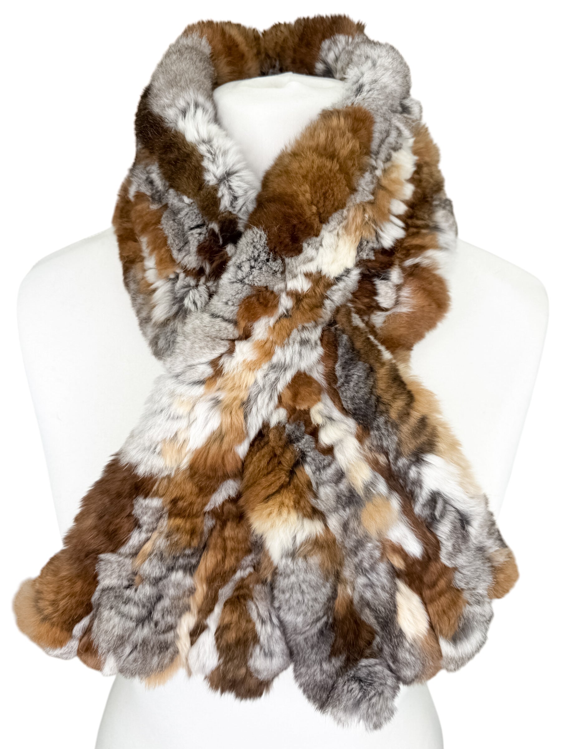Rex Rabbit Fur Scarf Brown – Luxury Real Fur Neck Warmer