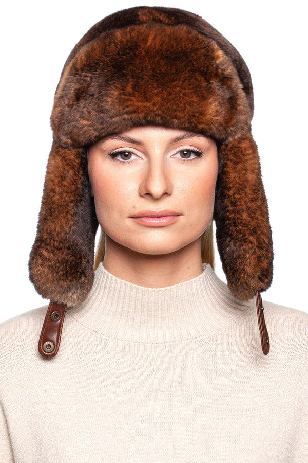 Ruda Rekso triušio kailio Ushanka kepurė