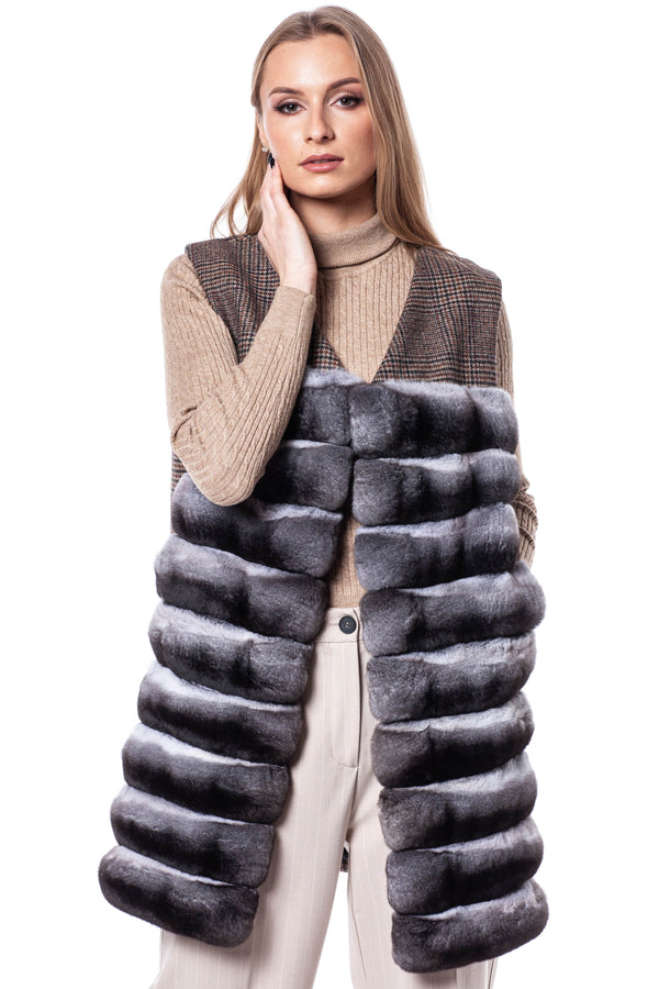 Brown Wool And Chinchilla Fur Gilet