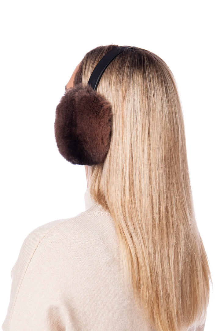 Chichilla Fur Earmuffs With Leather Band