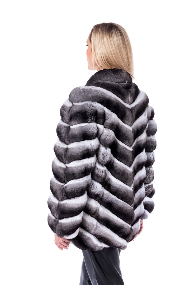 Side View Of The Back Of The Chinchilla Fur Coat