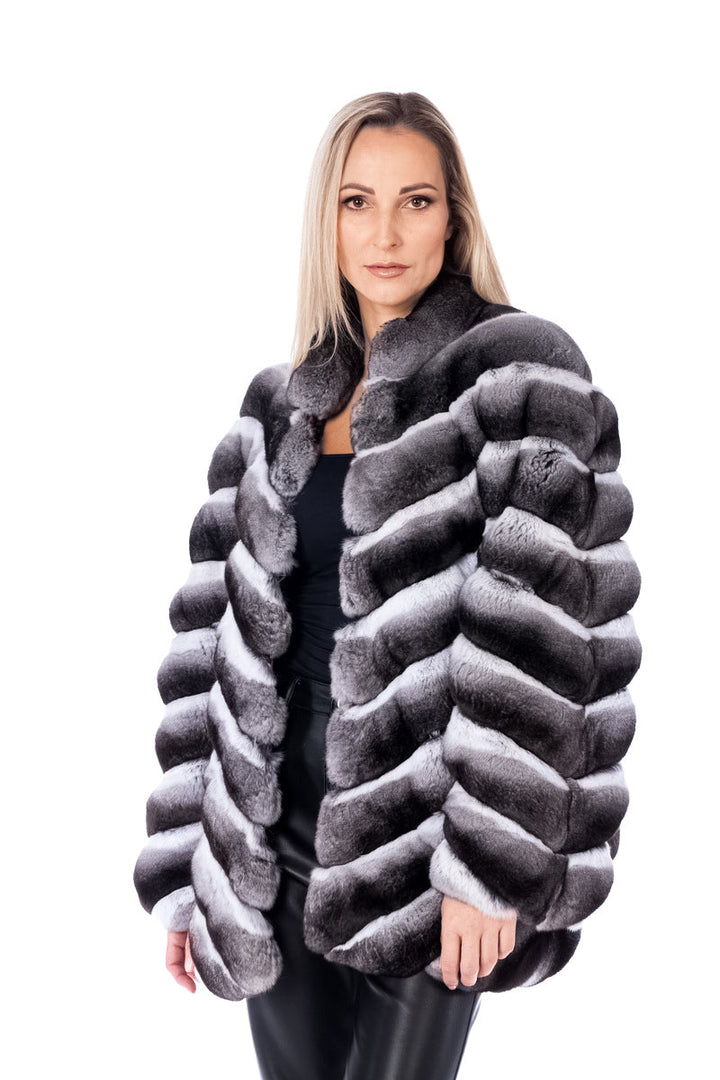 Chinchilla Fur Jacket With Wide Sleeves