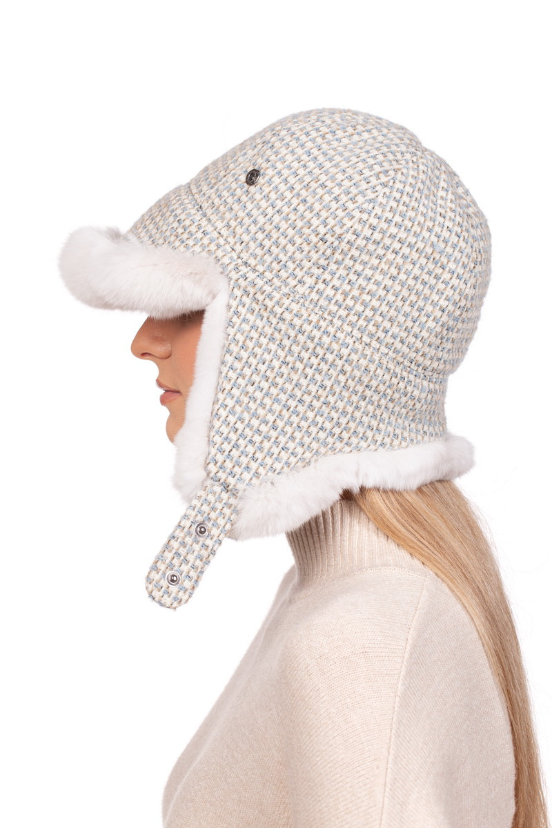 Chinchilla Fur Trapper Hat Hanmdade By FurbySD.