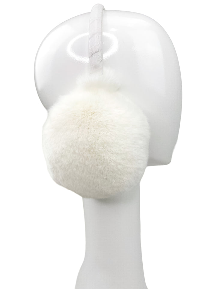 Cold Weather Hair Band Made Of Natural White Rex Rabbit Fur