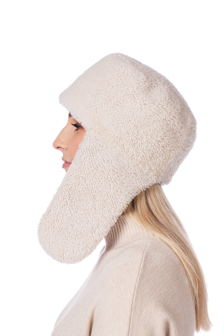 Cream Shearling Fur Ushanka Hat