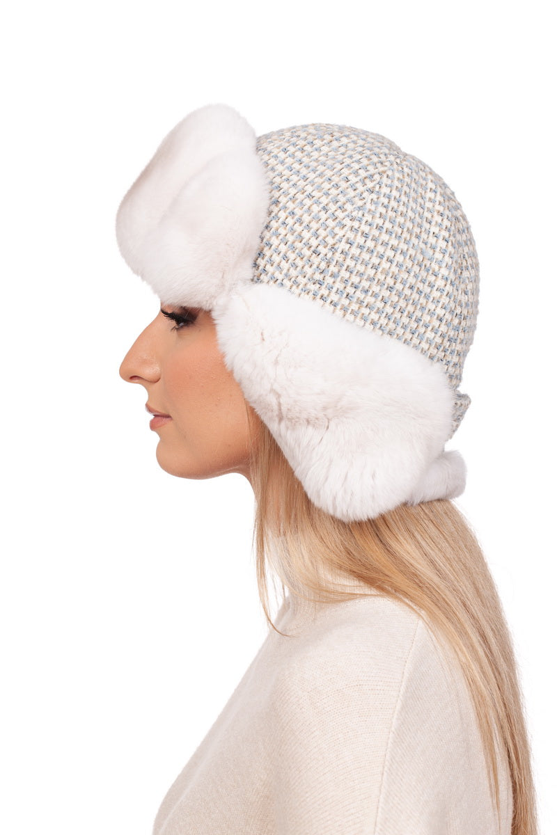Chinchilla Fur Trapper Hat Hanmdade By FurbySD.