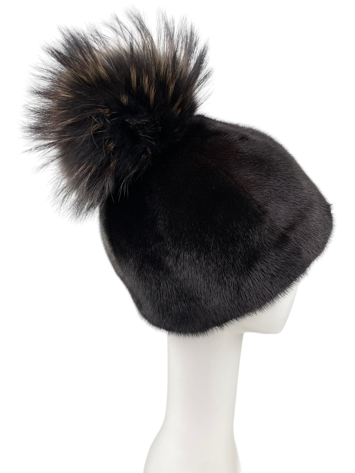Dark Brown Mink Fur Hat Unisex Accessory For Winter And Luxury Gift