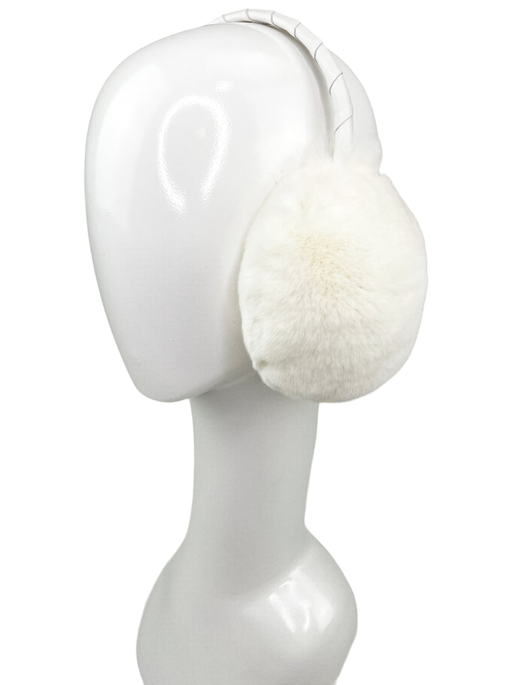 Double Face White Rabbit Fur Fluffy Ear Warmers