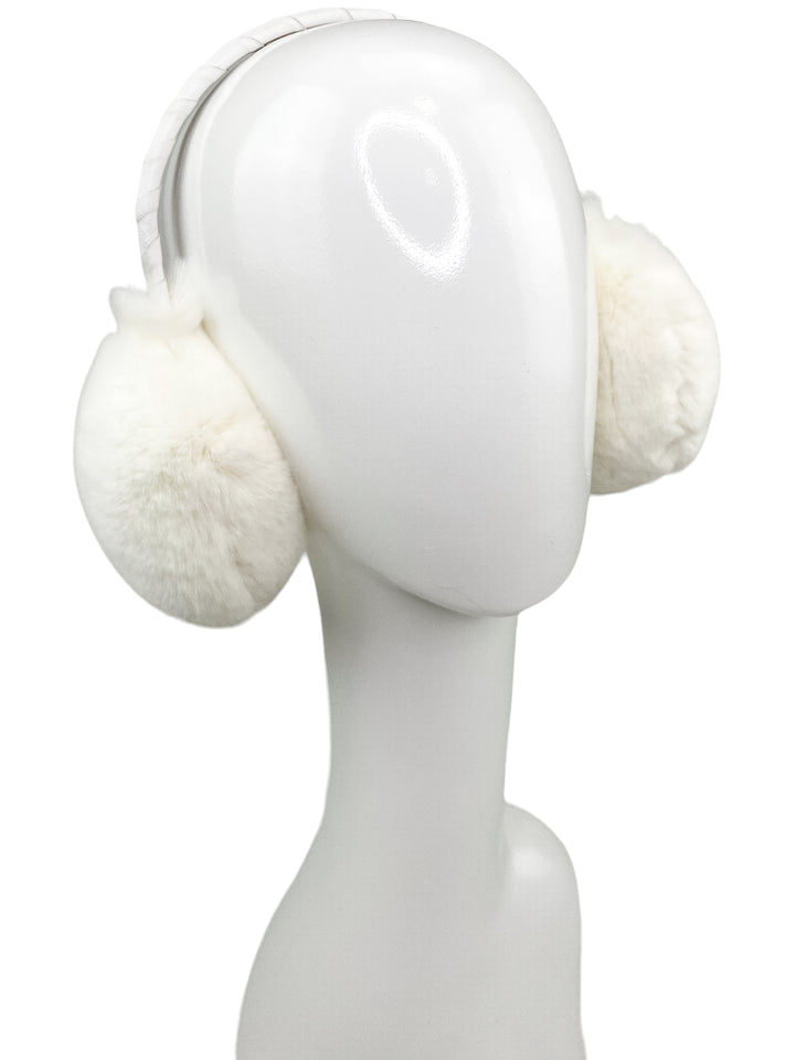 Double Sided White Rabbit Fur Fluffy Ear Muffs