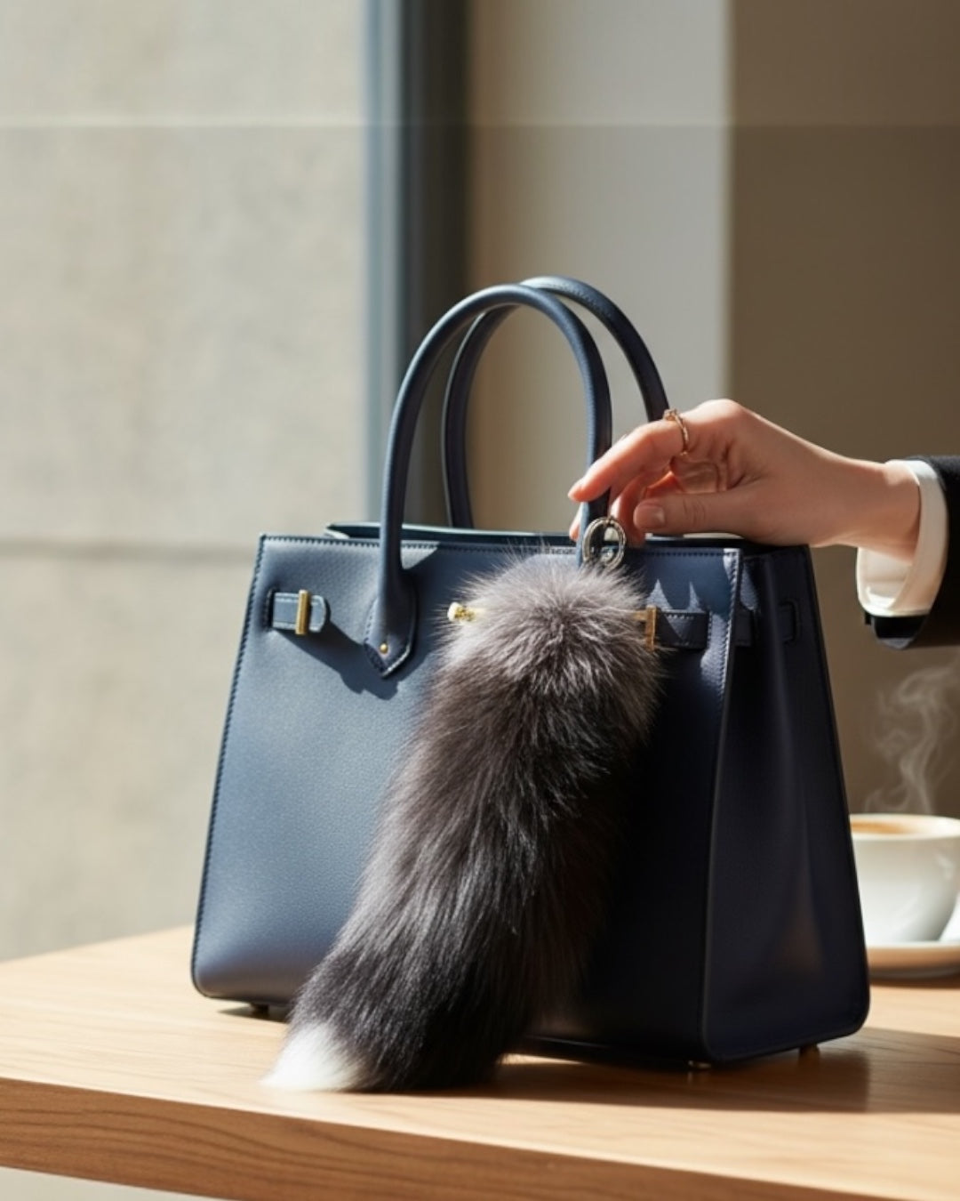 ラグジュアリーFURカートバッグ　ene Purple Chinchilla Fur Bag Charm Handmade by FurbySD