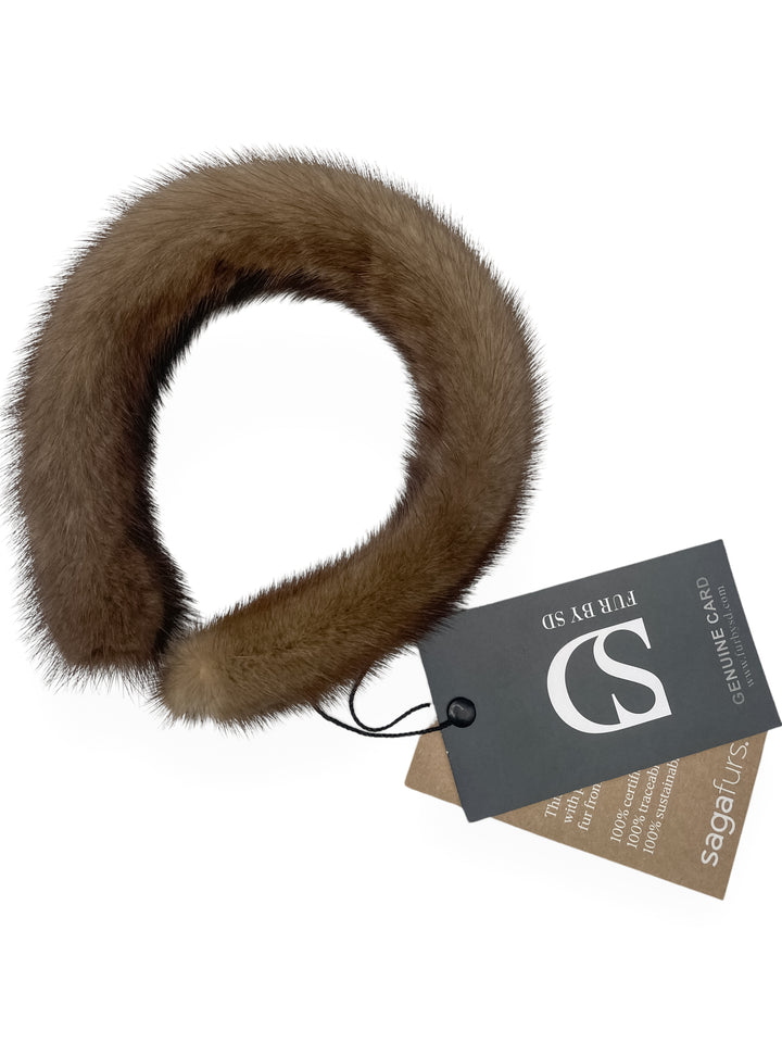 FurbySD Brown Mink Fur Hairband With SAGA Furs Tags