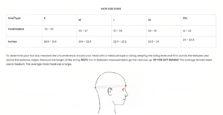 FurbySD hat size chart