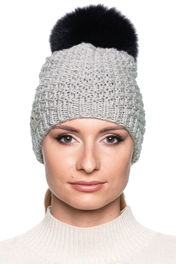 FILA Fox Fur Women’s Beanie Double Pom FOX Fur Beanie Women, 2 Pom FOX Fur Knit Winter  main image 2