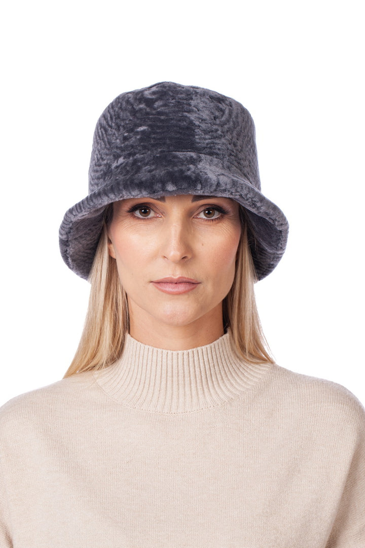 Grey Astrakhan Fur Bucket Hat