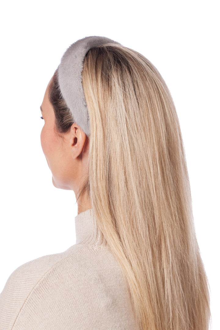 Grey Mink Fur Headband For Women