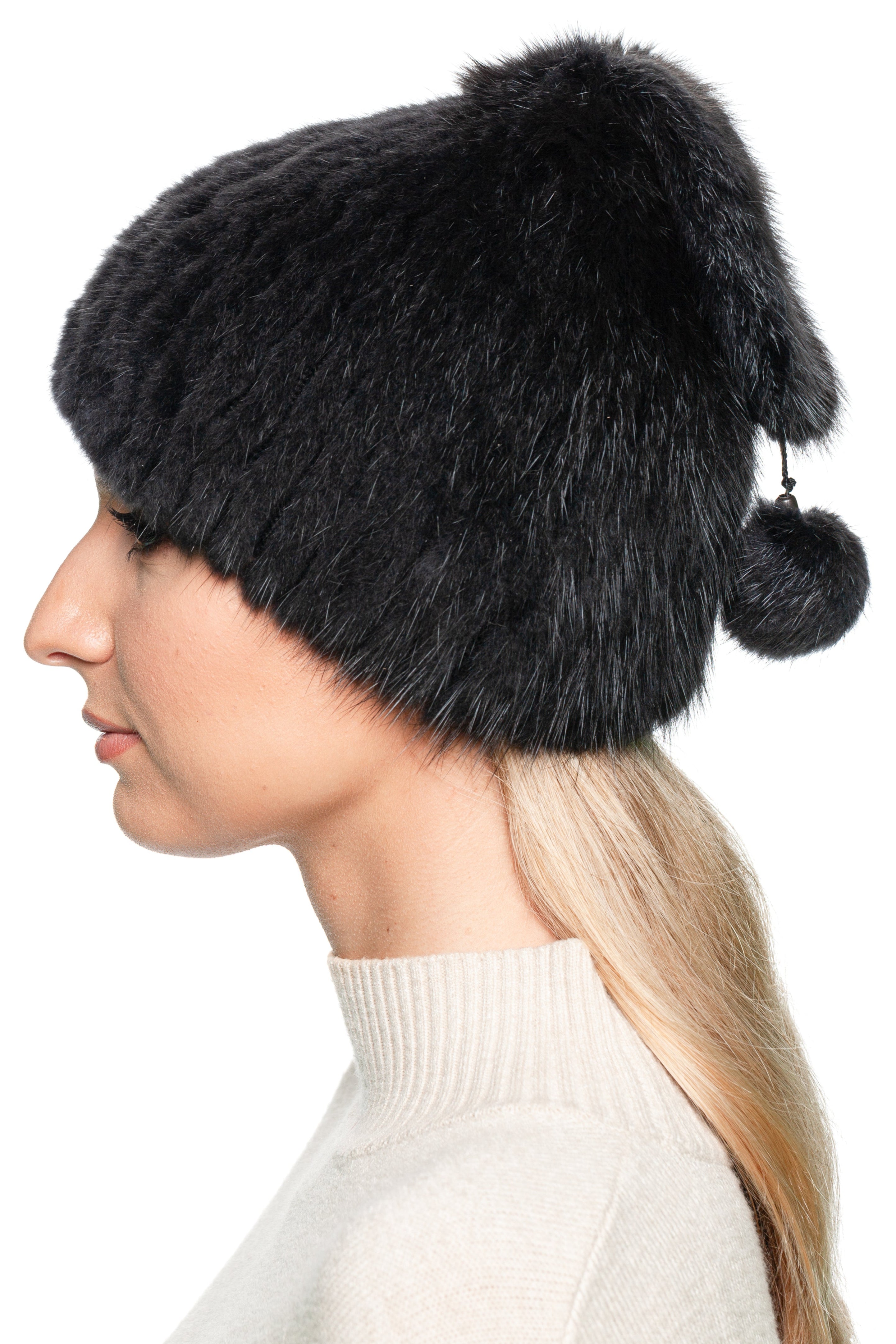 Grey Muskrat Fur Knitted Beanie Hat - By FurbySD!