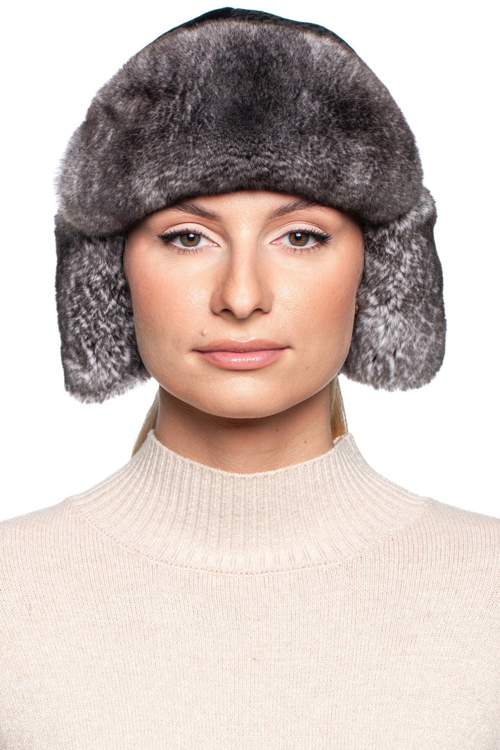 Black Lamb Fur Ushanka Hat for Cold Weather