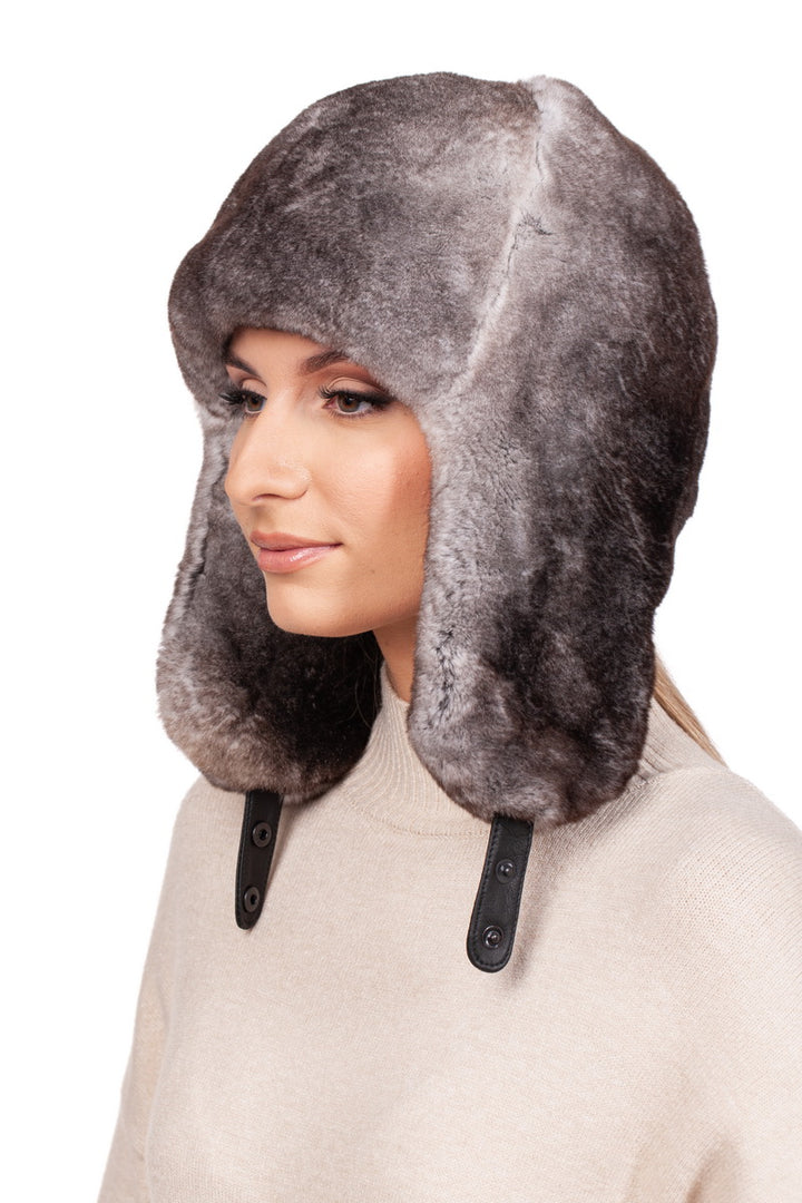 Chinchilla Fur Trapper Hat Hanmdade By - Main Image