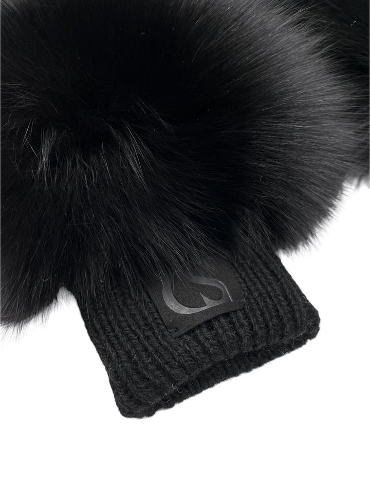 Black Wool Cuff With Black Fox Fur 