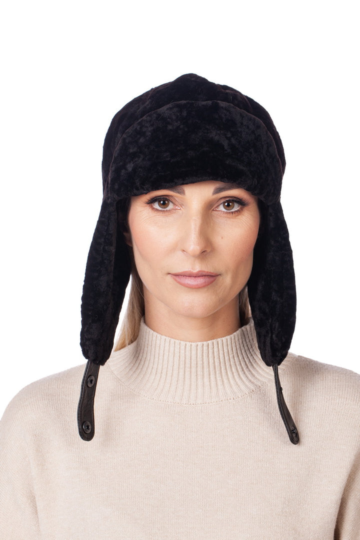 Black Brown Astrakhan Ushanka Fur Hat