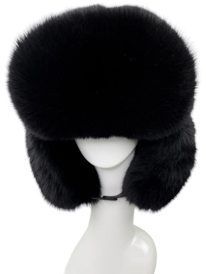 Large Black Full Fox Fur Trooper Hat