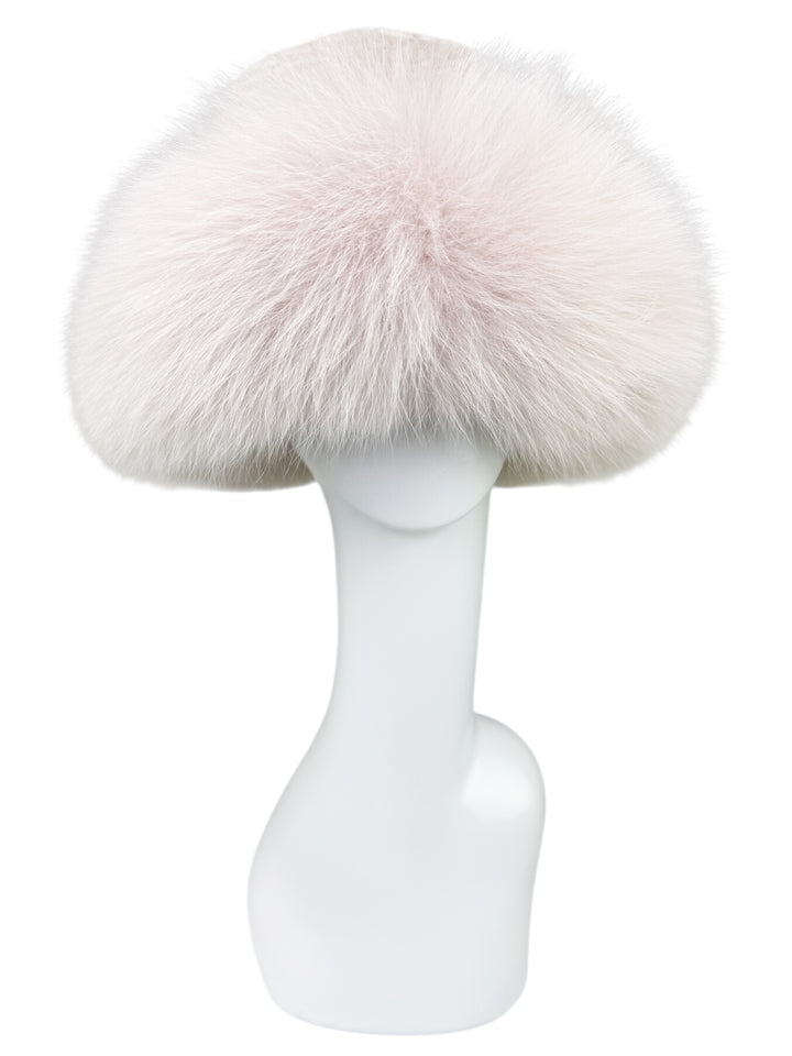 Light Pearl Beige Fox Fur Fedora Hat