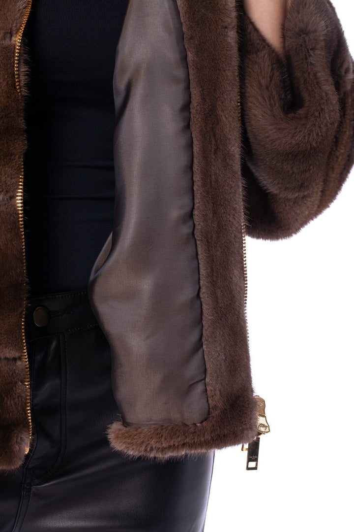 Lining of a Brown mink fur jacket