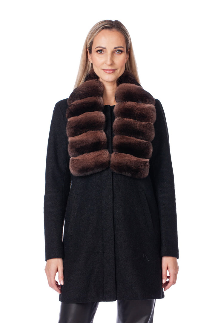 Luxurious Brown Chinchilla Fur Scarf With A Slit