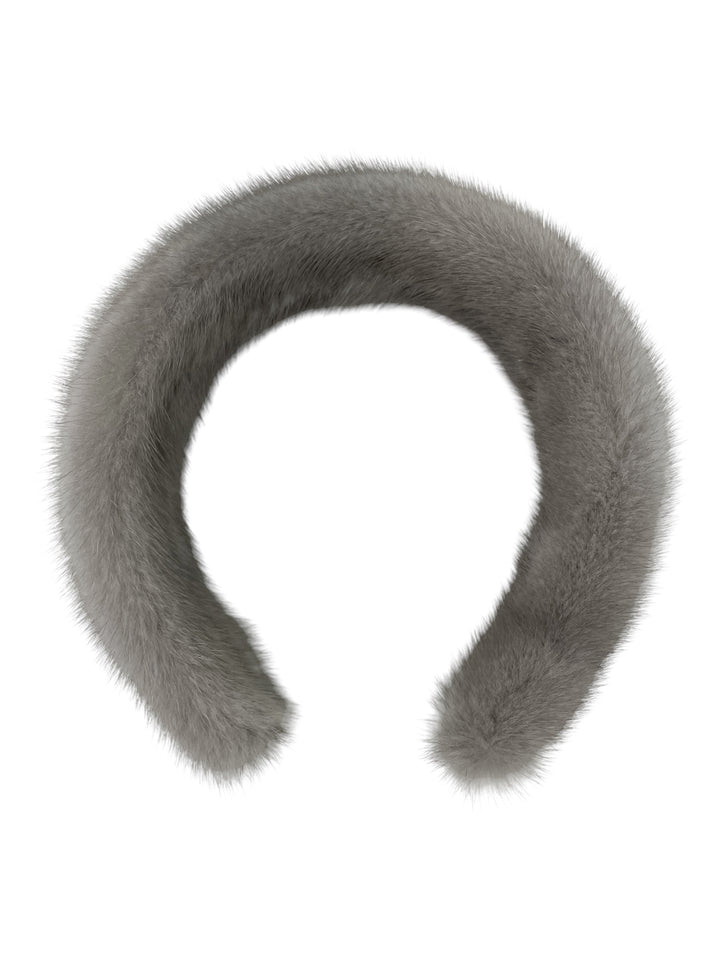 Luxurious double face grey mink fur headband