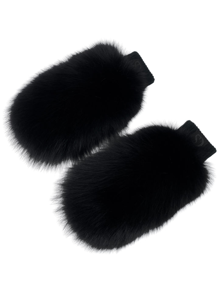 Luxury Black Fluffy Fur Winter Gloves