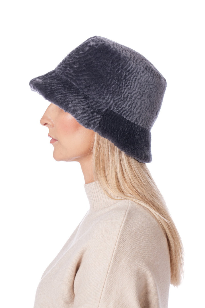 Luxury Grey Astrakhan Fur Bucket Hat